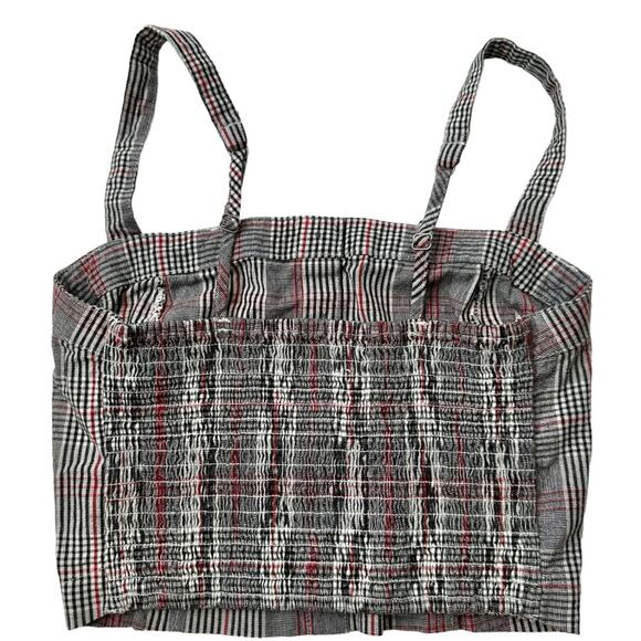 Hollister square neck button front plaid crop top ruched goth punk women’s small - Picture 4 of 13